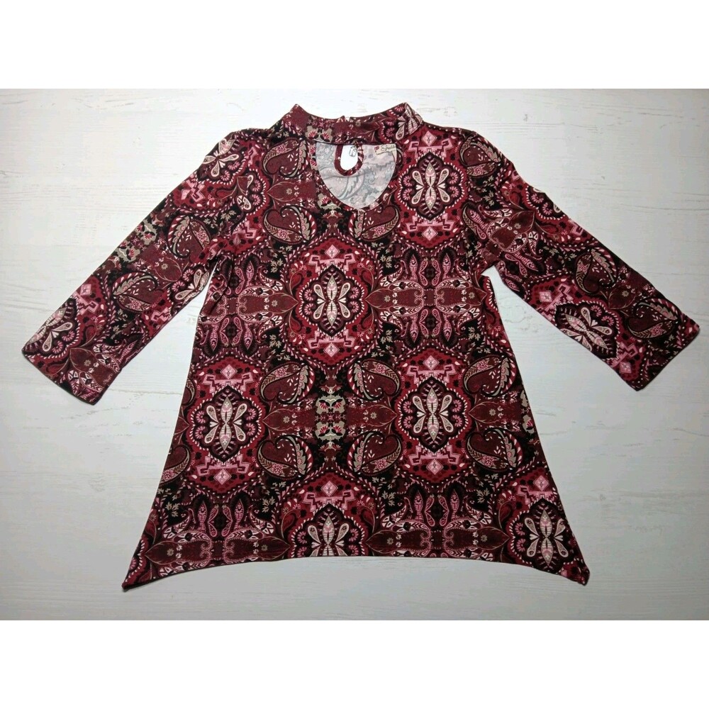 Y2K Black Red Speechless Geometric Paisley Top Women’s XL Jewel Fairy Boho